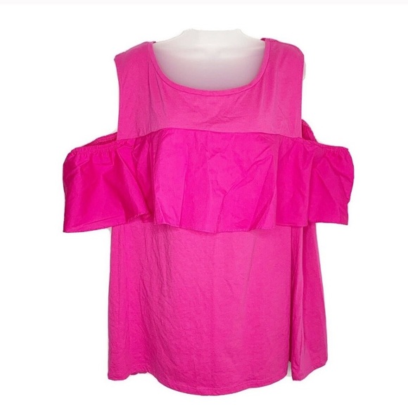 Lane Bryant Cold Shoulder Blouse Tank Top Hot Pink - Picture 1 of 4